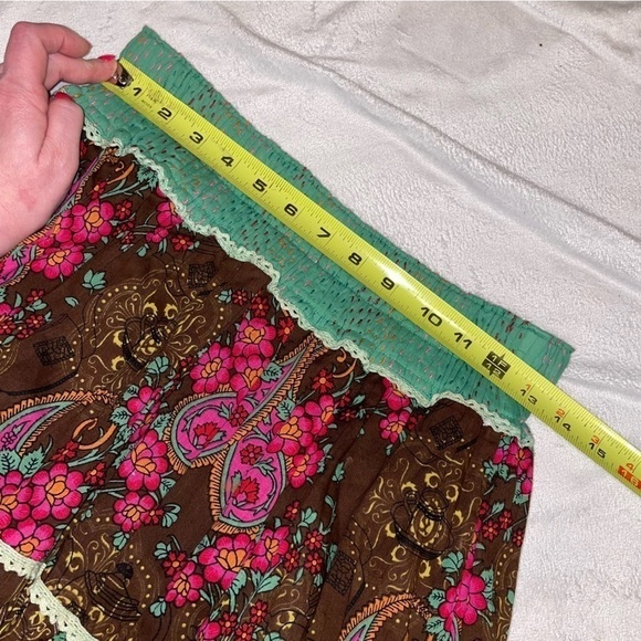Vintage Karma Living pink, brown and green cotton skirt - Picture 10 of 11